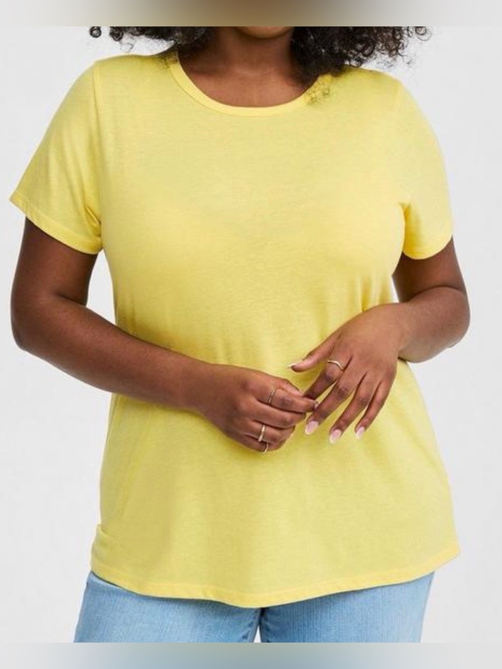 Torrid 5X Everyday Crew Signature Jersey Yellow Tee